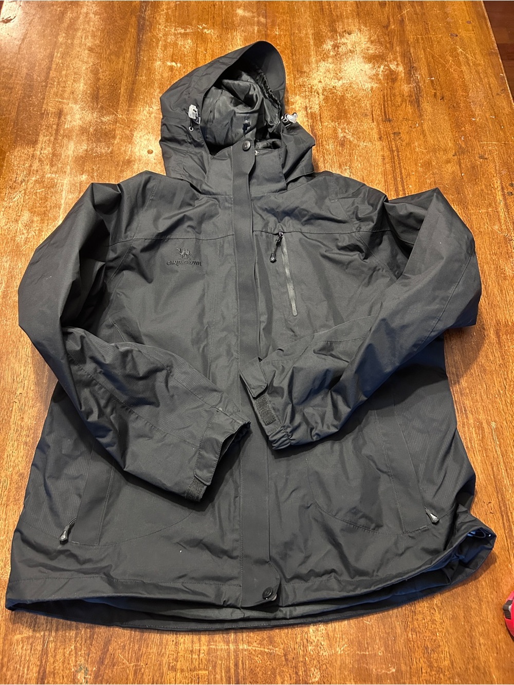 Camel Crown Men’s Black Waterproof Hooded Jacket Raincoat Outdoors Gorpcore Sz L